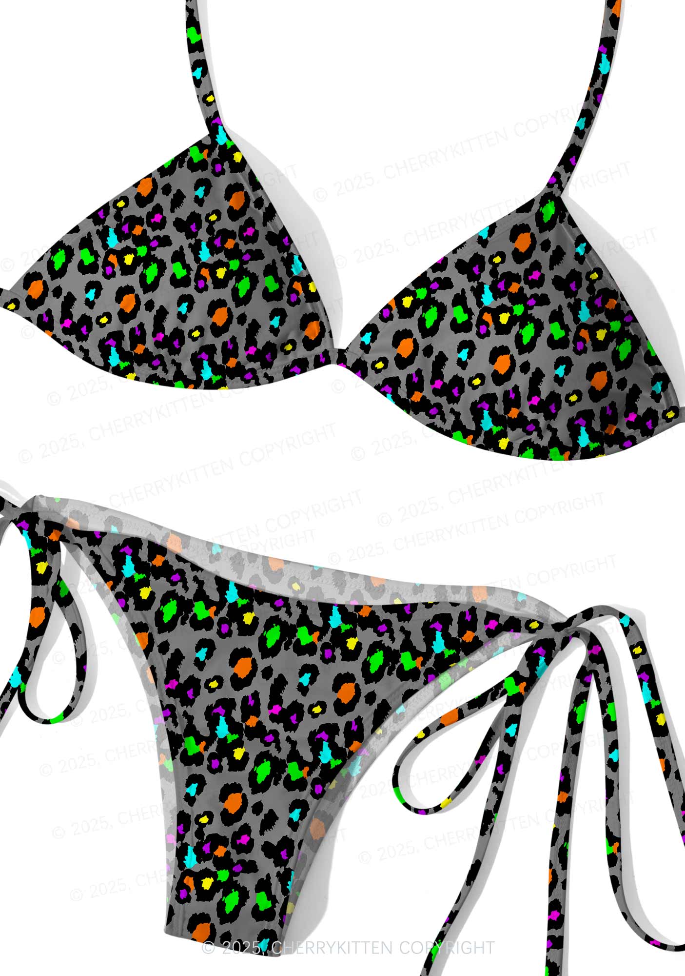 Color Leopard Y2K Print Bikini Set Cherrykitten