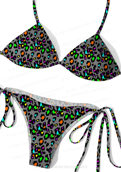 Color Leopard Y2K Print Bikini Set Cherrykitten