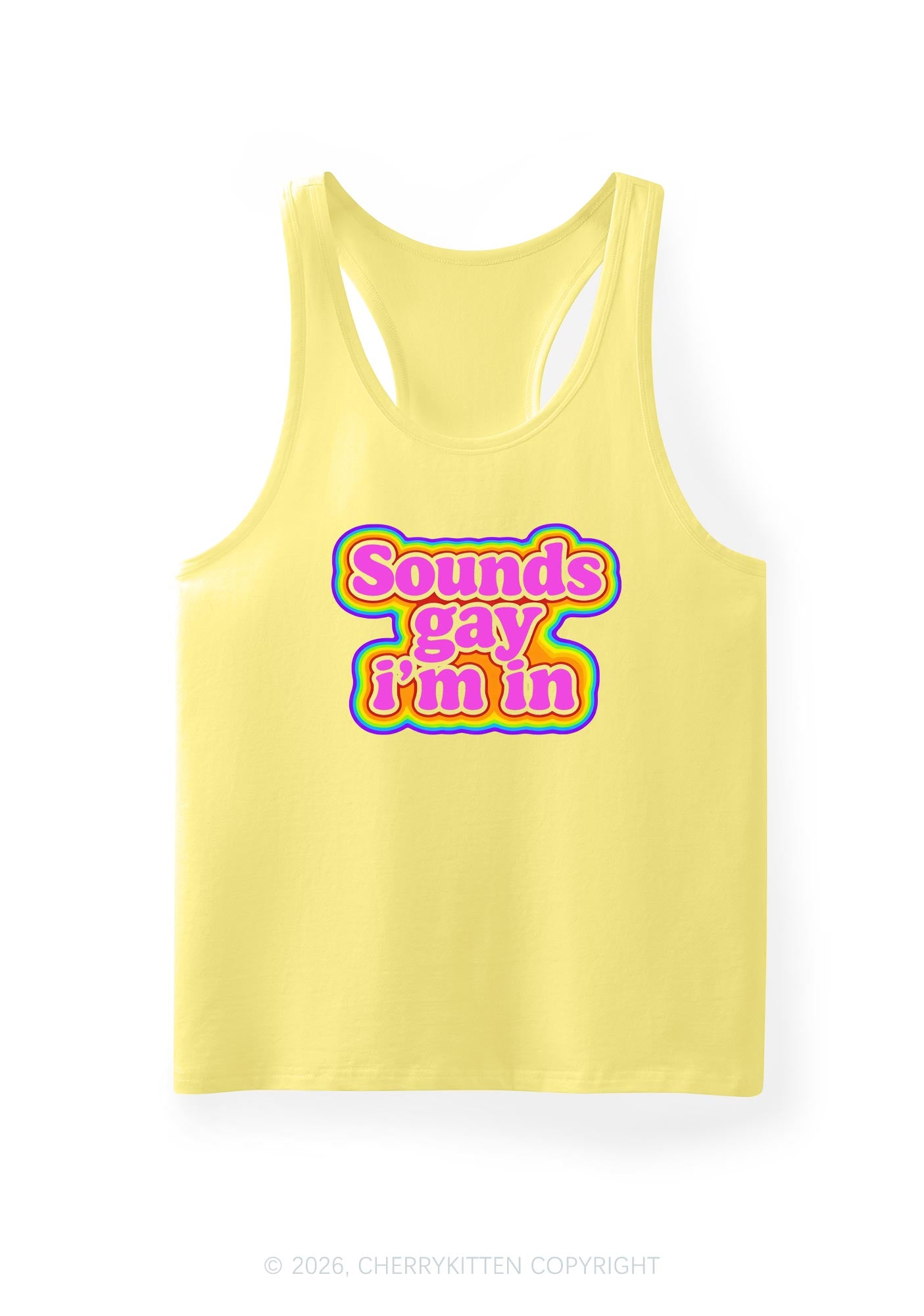 Sounds Gay Im In Pride Y2K Men Racerback Tank Top Cherrykitten