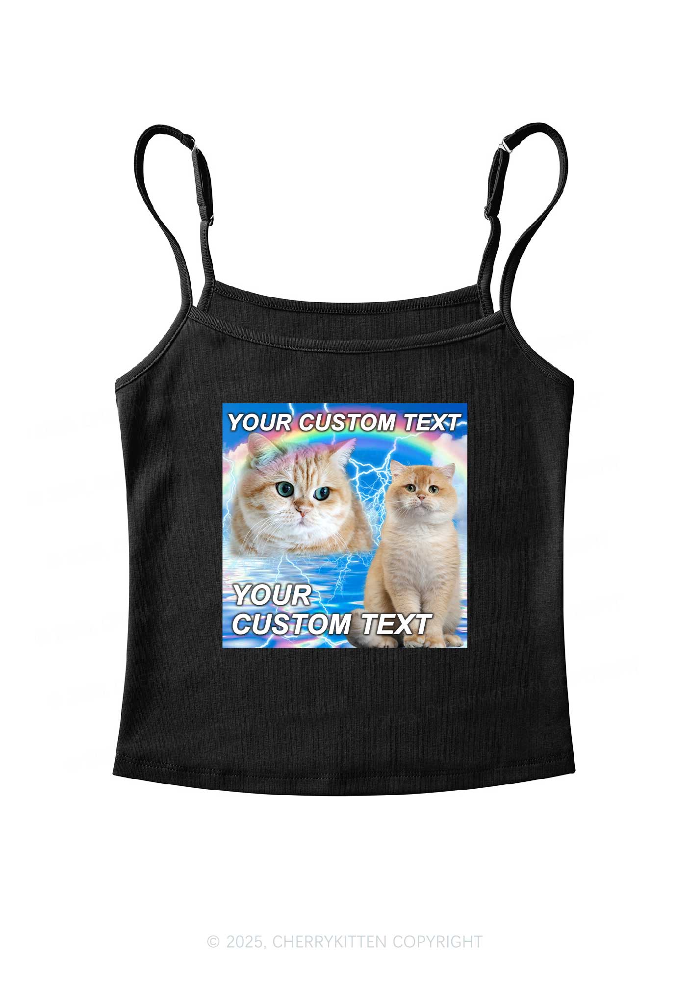 Custom Text Your Kitten Y2K Spaghetti Strap Cami Cherrykitten