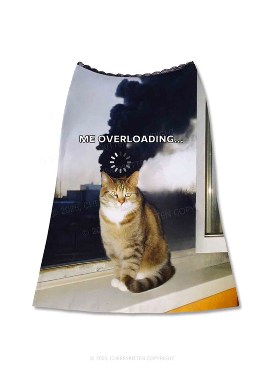 The Overloading Cat Y2K Print Midi Skirt Cherrykitten