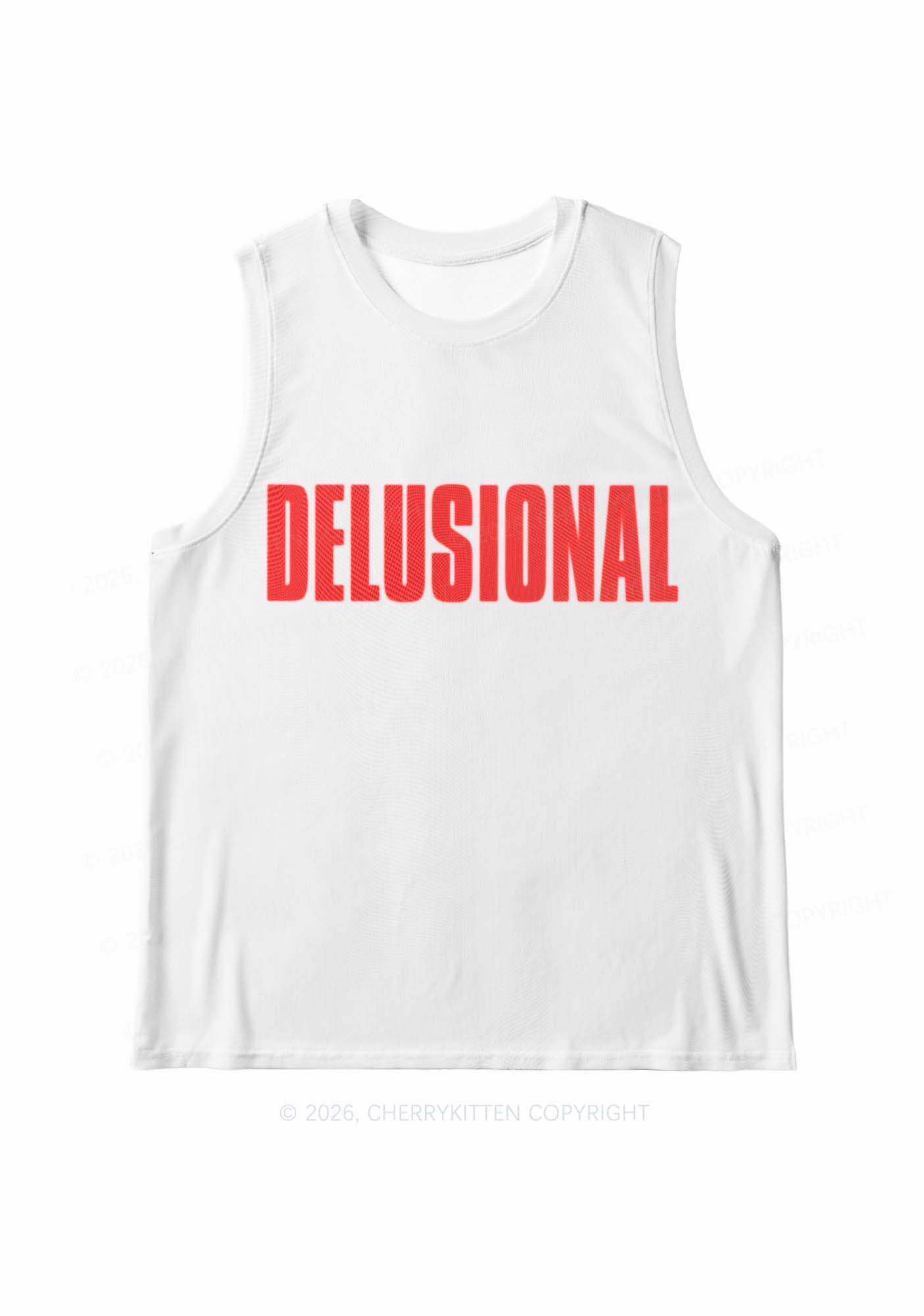 Delusional On White Y2K Mesh Muscle Tank Cherrykitten