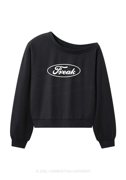 Oval Freak Y2K Off Shoulder Sweatshirts Cherrykitten
