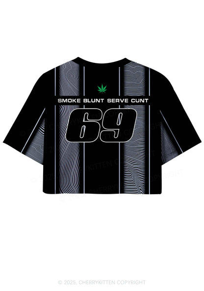 Custom Black Smoke Blunt Y2K Crop Sport Jersey Shirts Cherrykitten