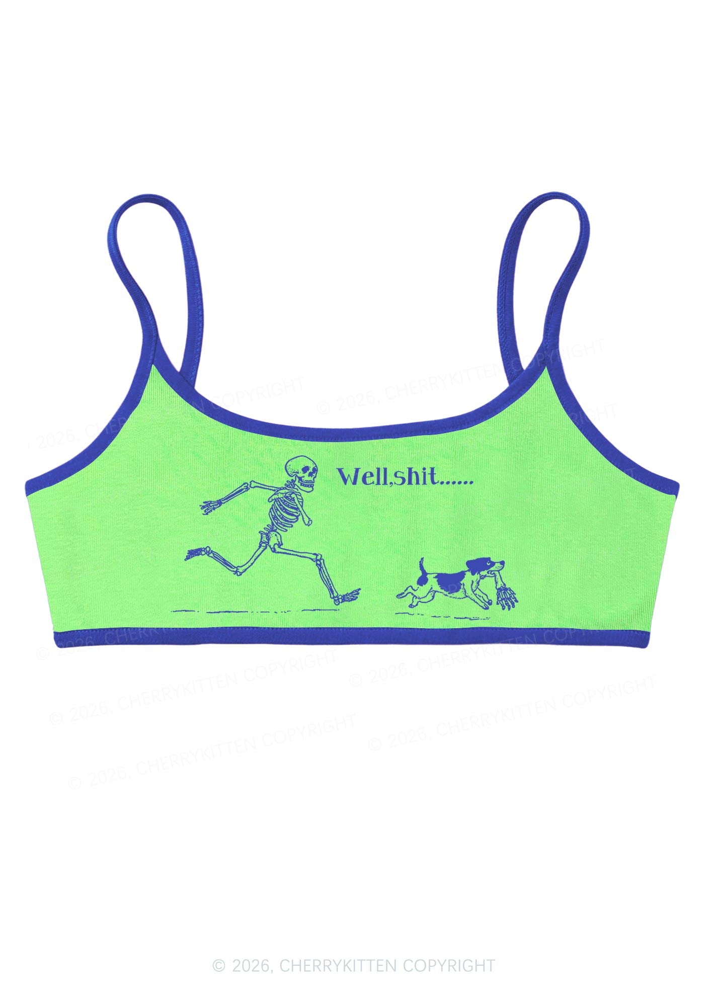 Halloween Skeleton Chase Dog Y2K Super Crop Cami Cherrykitten