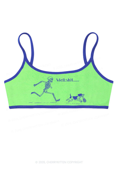 Halloween Skeleton Chase Dog Y2K Super Crop Cami Cherrykitten
