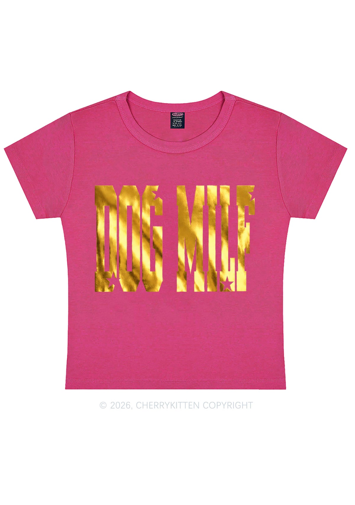 Dog Mxxf Silver Foil Printed Y2K Baby Tee Cherrykitten