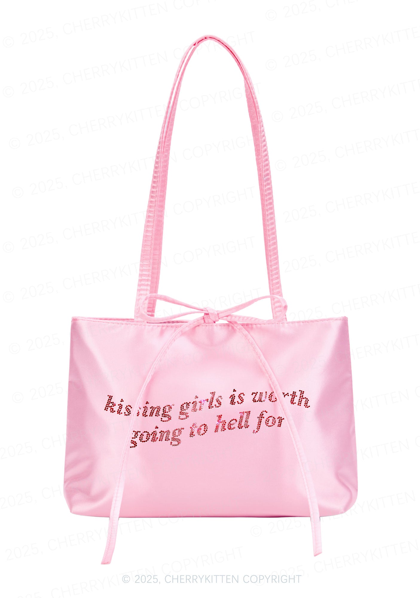 Rhinestone Kissing Girls is Worth Pride Y2K Satin Bags Cherrykitten