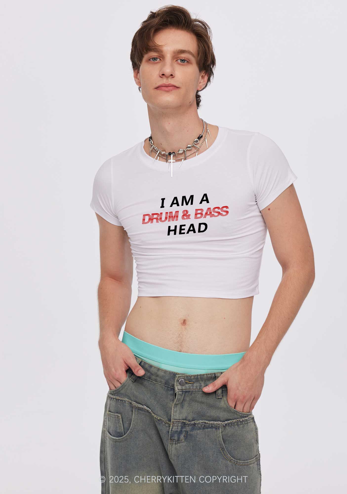 Drum Bass Head Y2K Baby Tee Cherrykitten