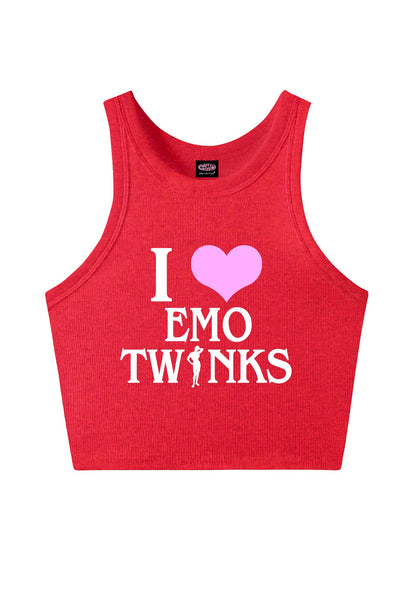 I Love Emo Twinks Pride Y2K Crop Tank Top Cherrykitten
