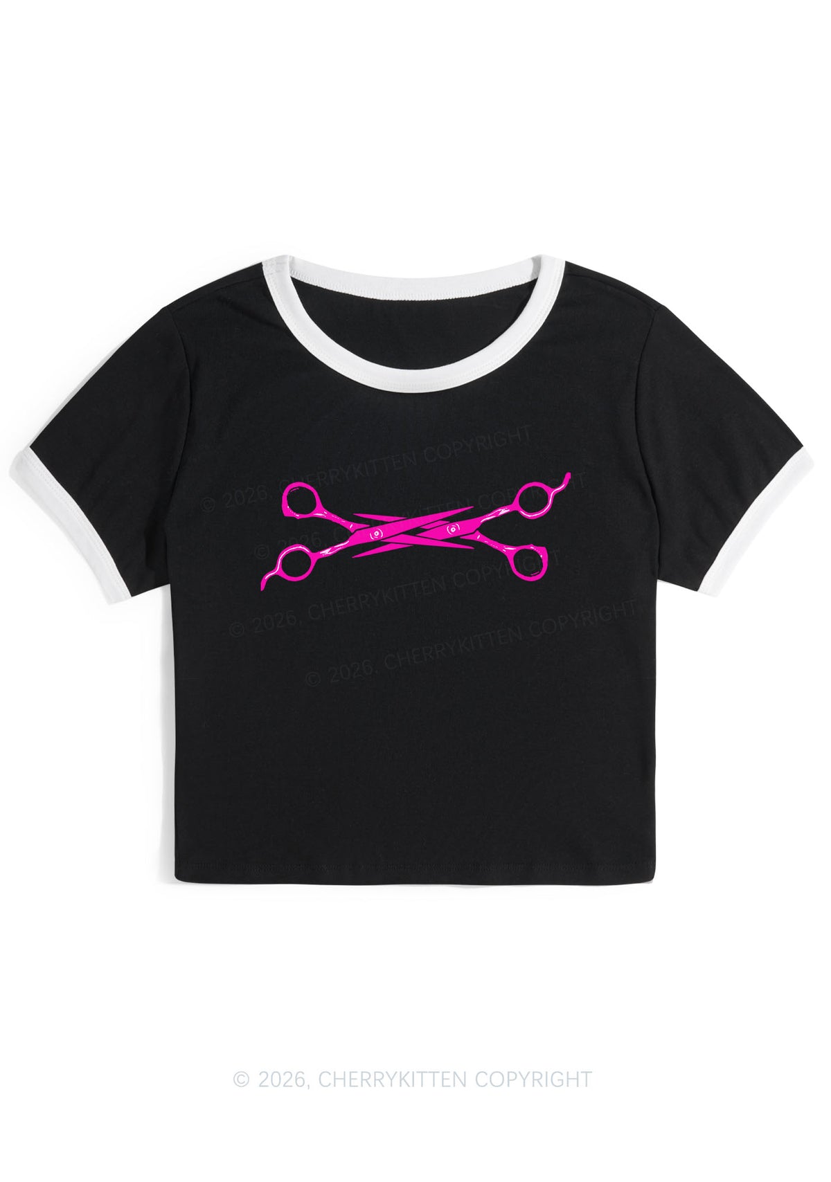 Pink Scissor Pride Y2K Ringer Tee Cherrykitten