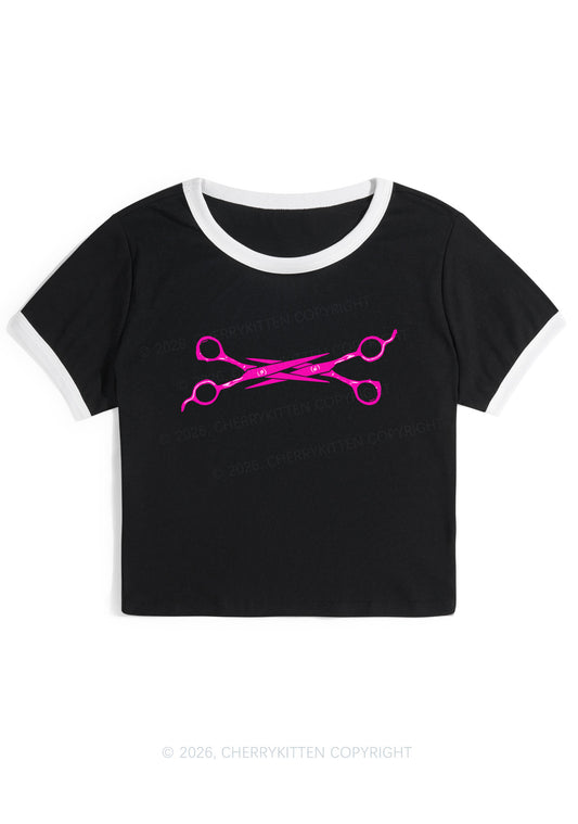 Pink Scissor Pride Y2K Ringer Tee Cherrykitten