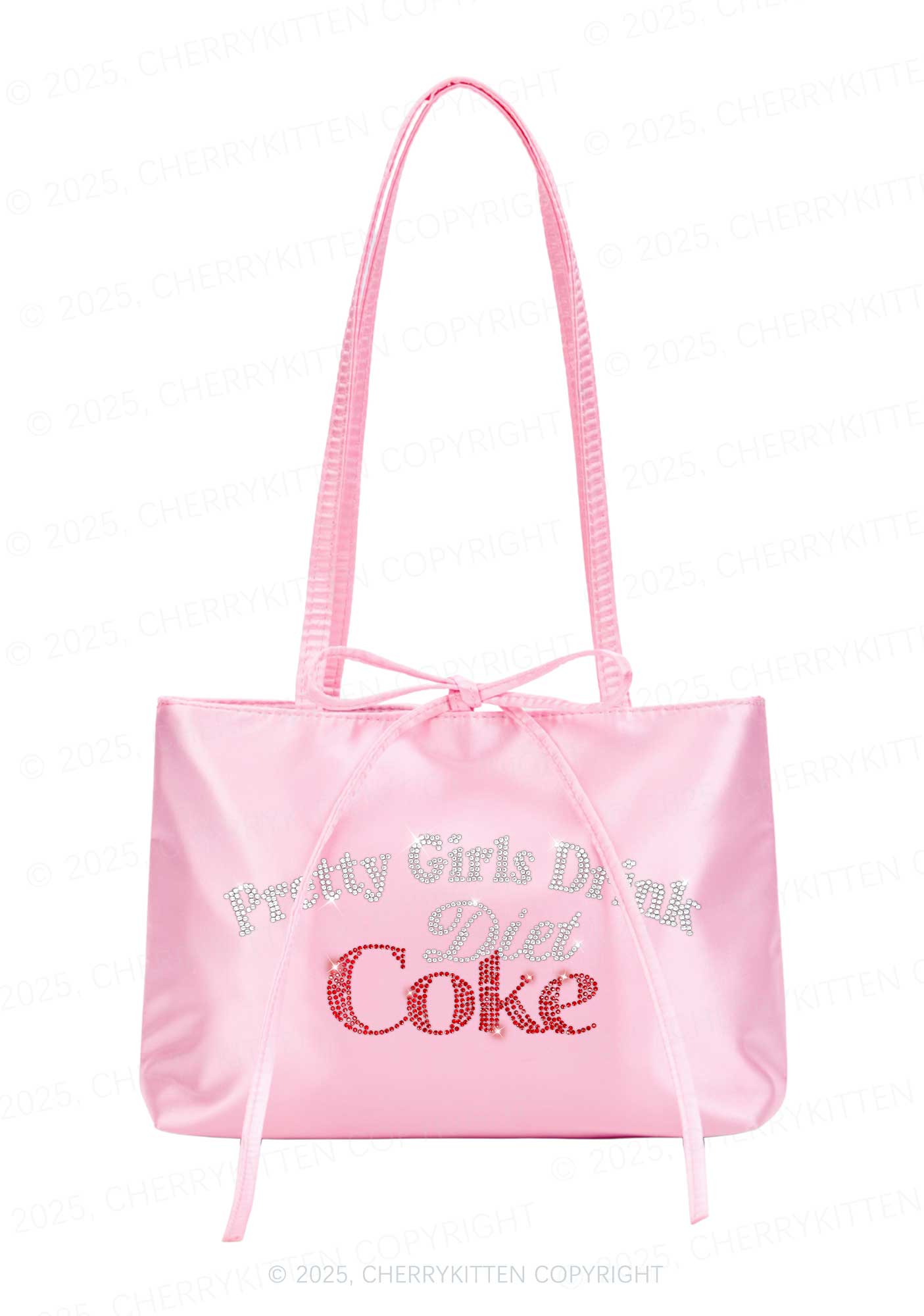 Rhinestone Pretty Girls Drink Diet Coke Y2K Satin Bags Cherrykitten