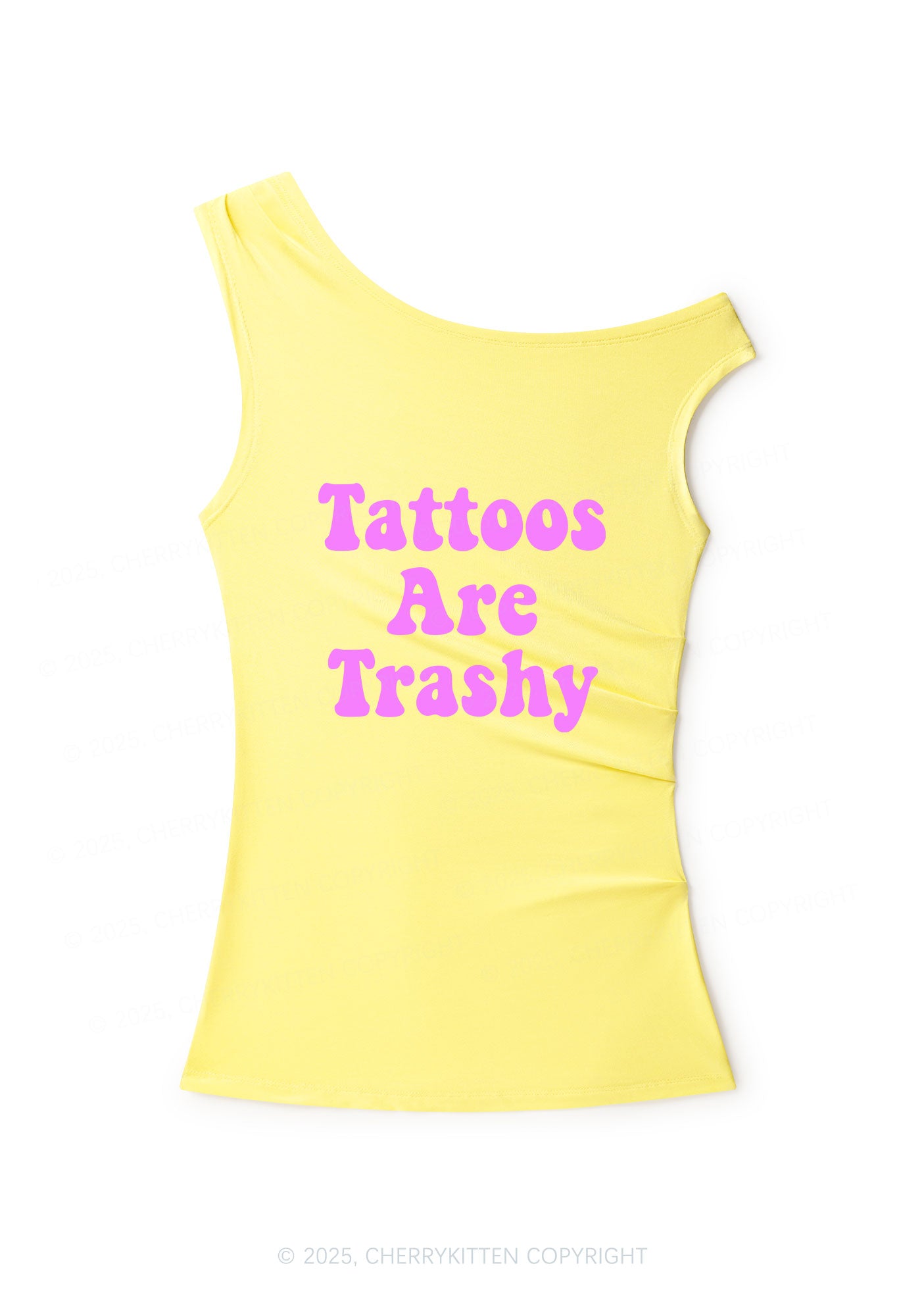 Tattoos Are Trashy Y2K Off Shoulder Tank Top Cherrykitten