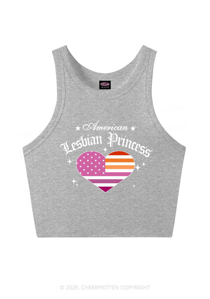 American Lesbian Princess Flag Pride Y2K Crop Tank Top Cherrykitten