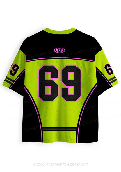 Green BDSM Y2K Sport Jersey Shirts Cherrykitten