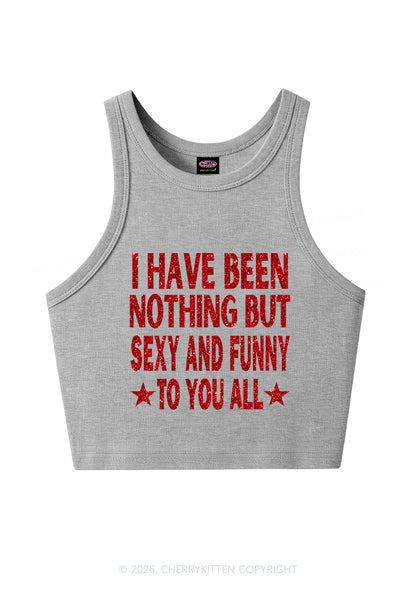 Glitter I Have Been Funny Y2K Crop Tank Top Cherrykitten