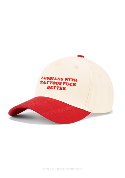 Embroidered Lesbians With Tattoos Pride Y2K Color Block Baseball Cap Cherrykitten