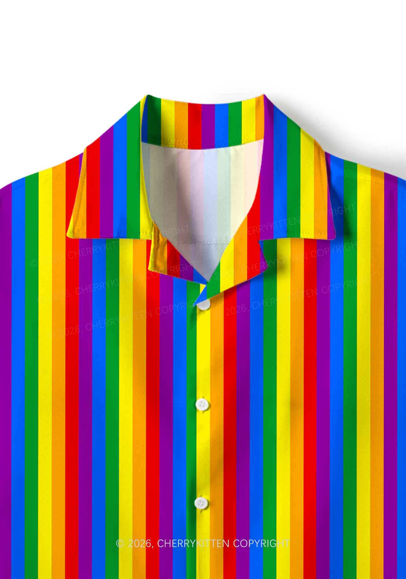 Rainbow Flag Pride Y2K Print Hawaiian Shirt Cherrykitten