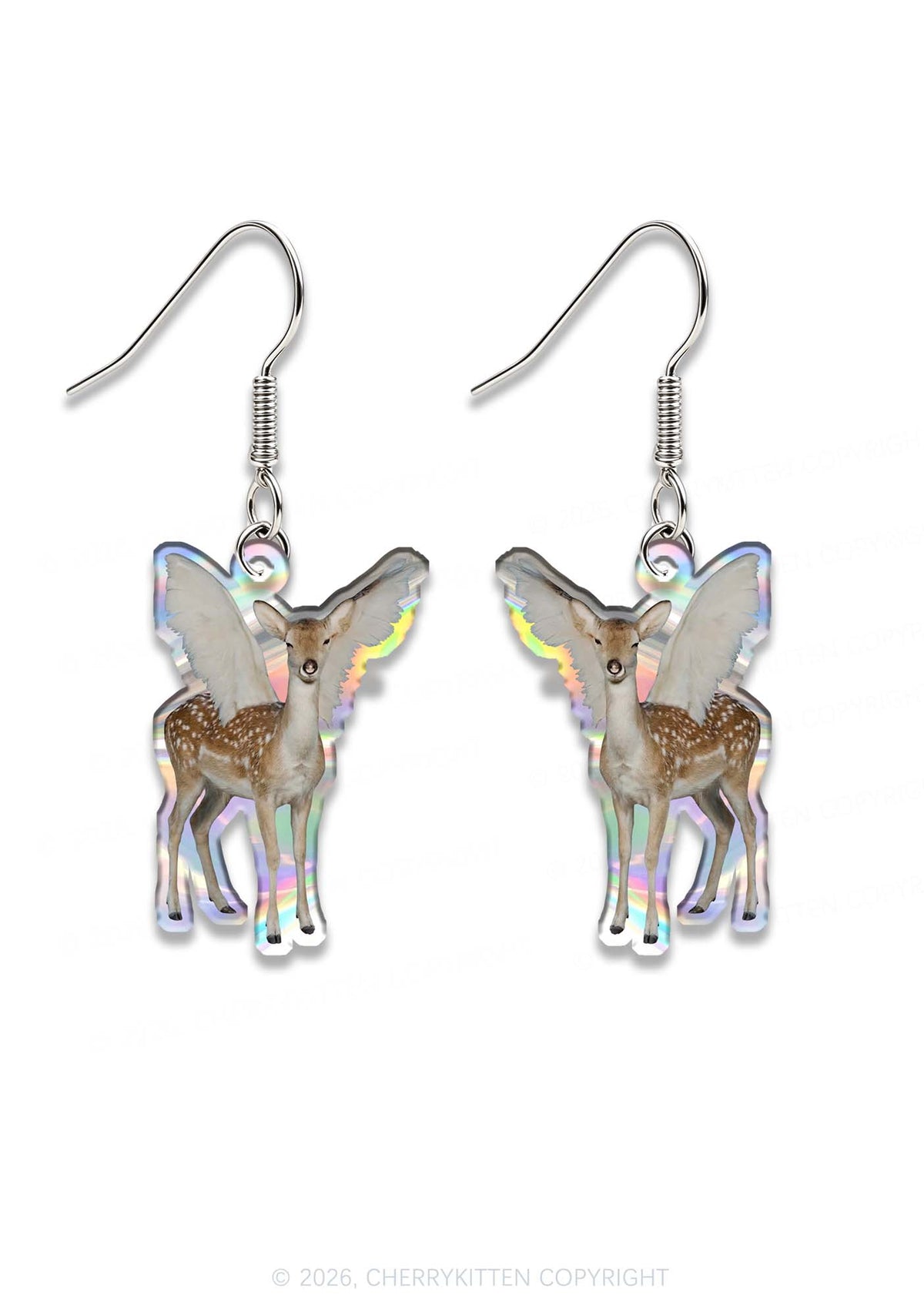 Winged Deer Y2K Acrylic Earrings Cherrykitten