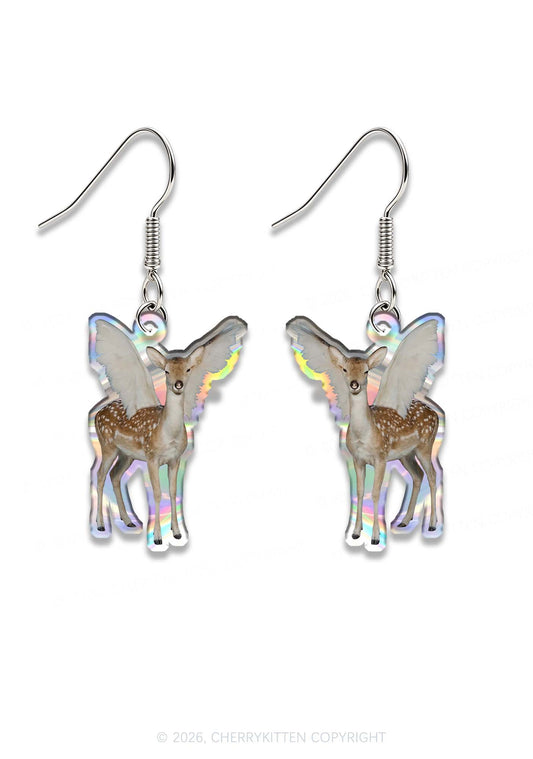 Winged Deer Y2K Acrylic Earrings Cherrykitten
