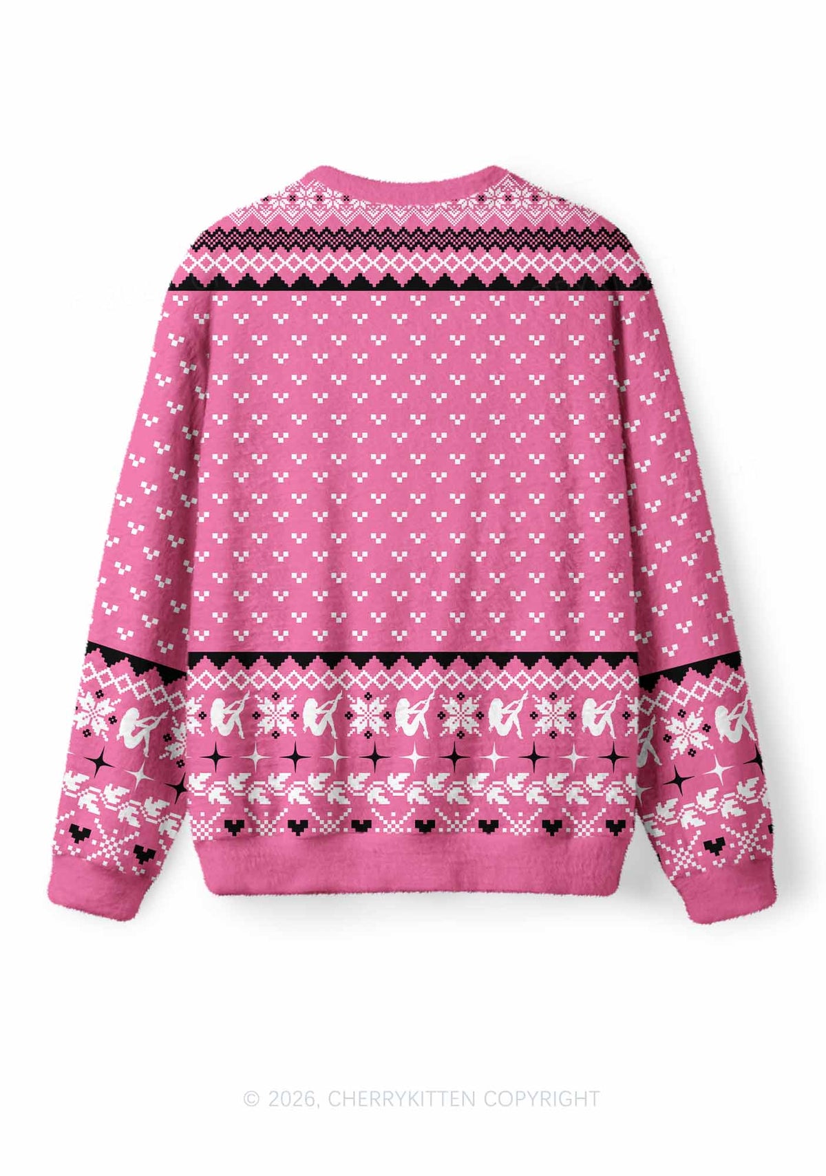 Pink Cxxt Star Y2K Christmas Knit Sweatshirt Cherrykitten
