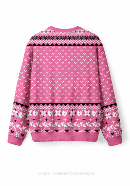 Pink Cxxt Star Y2K Christmas Knit Sweatshirt Cherrykitten