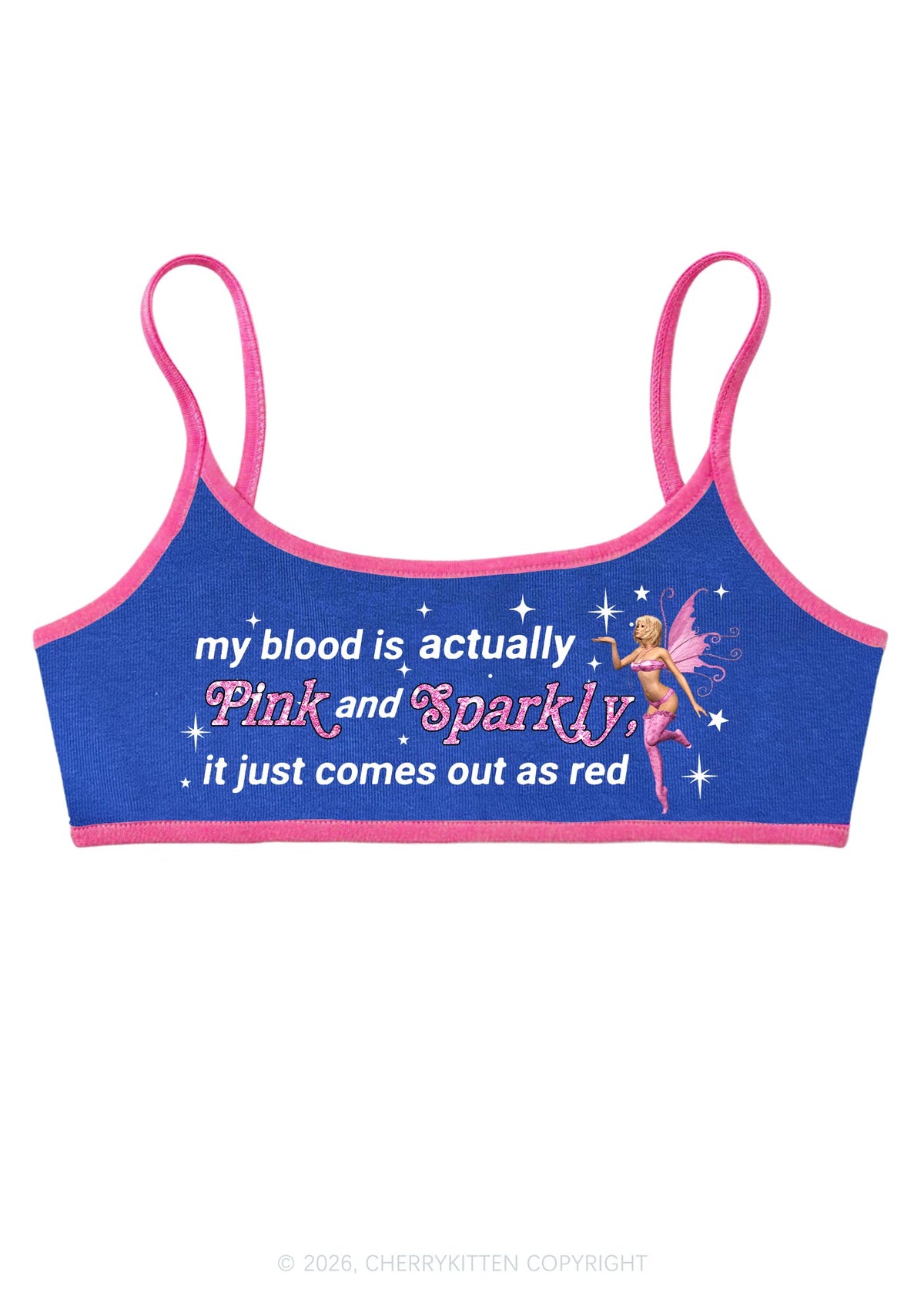 My Blood Is Pink And Sparkly Y2K Super Crop Cami Cherrykitten