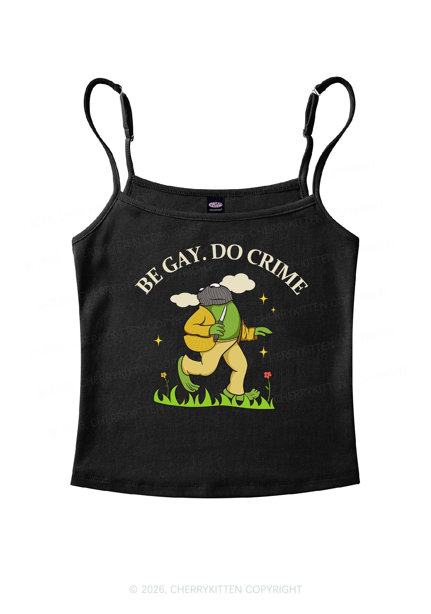 Be Gay Do Crime Frog Pride Y2K Spaghetti Strap Cami Cherrykitten