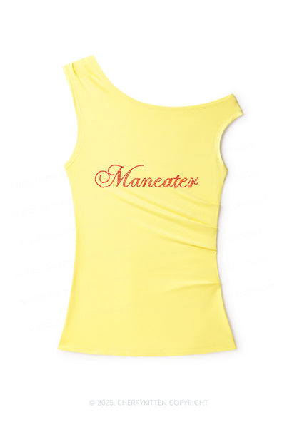 Rhinestone Maneater Y2K Off Shoulder Tank Top Cherrykitten