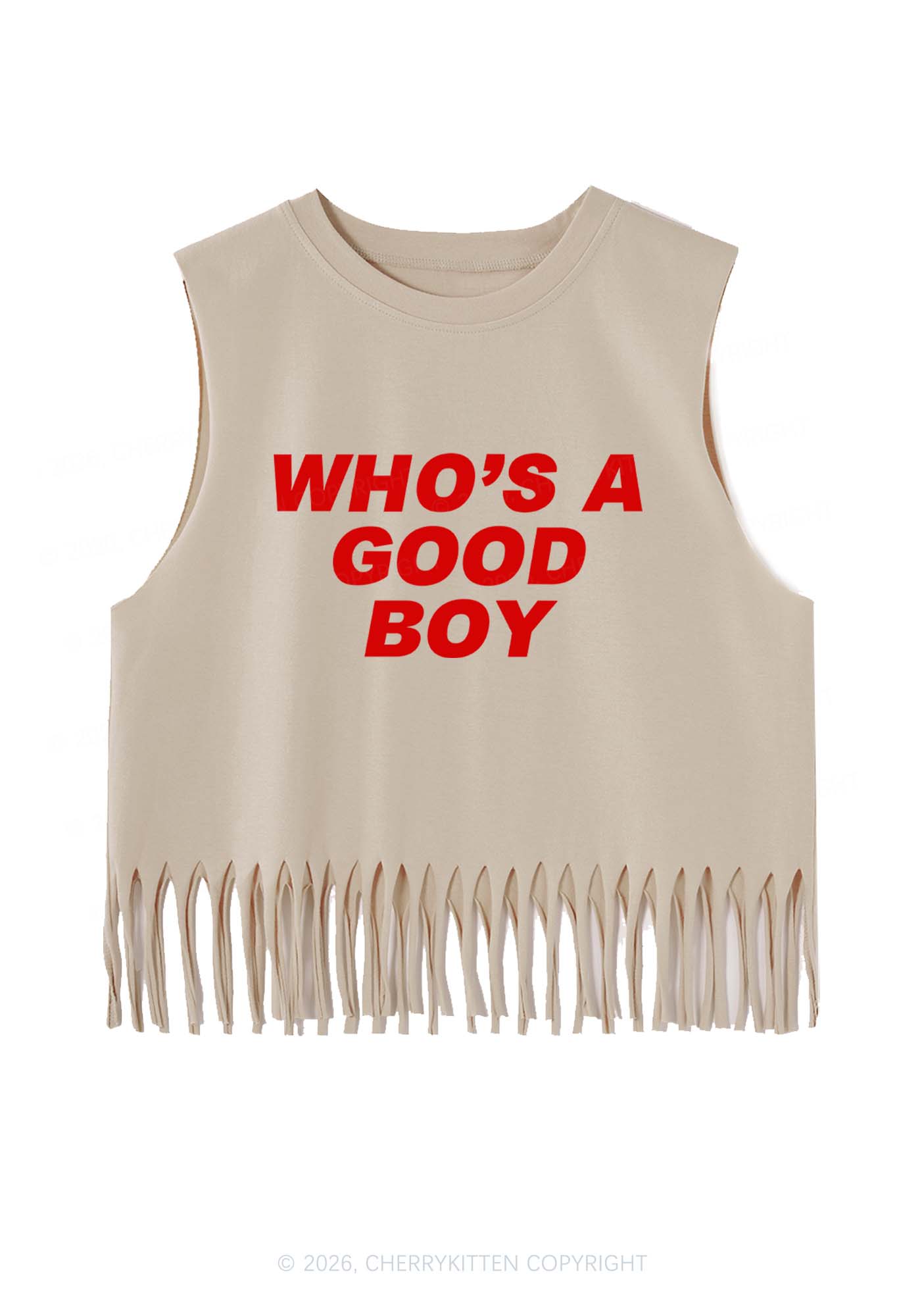 Whos A Good Boy Y2K Fringe Tank Top Cherrykitten