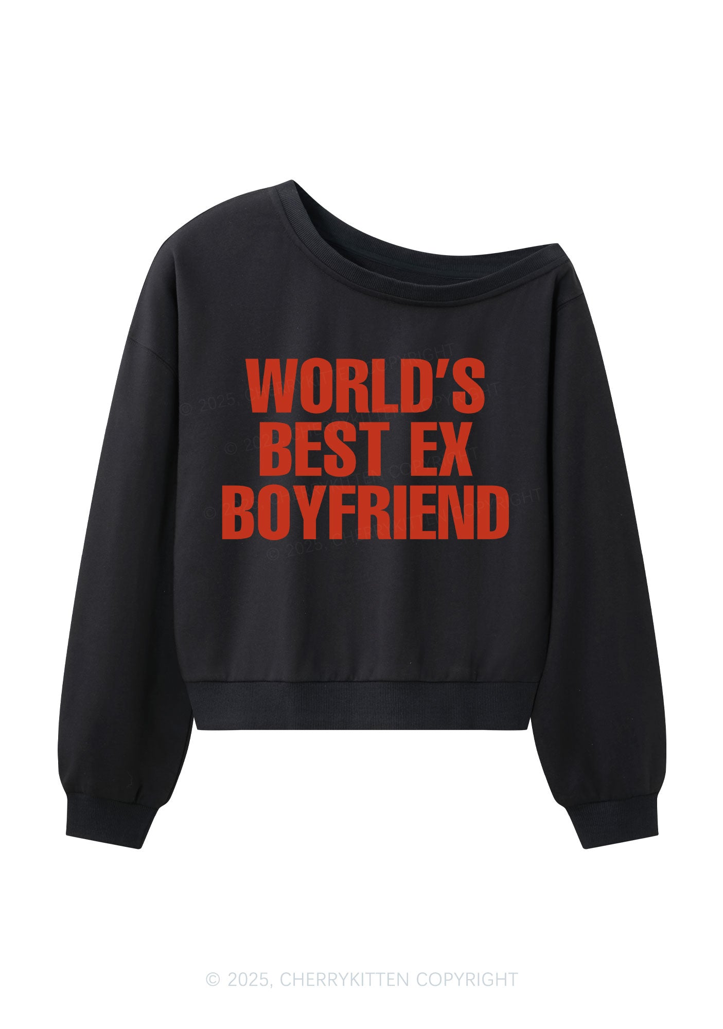 Best Ex Boyfriend Y2K Off Shoulder Sweatshirts Cherrykitten