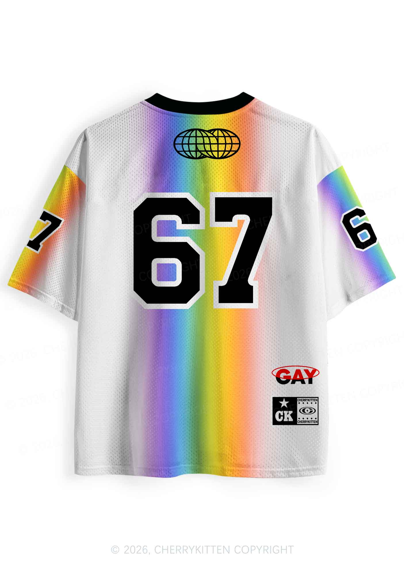 Rainbow Stripes Gay Thoughts Pride Y2K Sport Jersey Shirts Cherrykitten