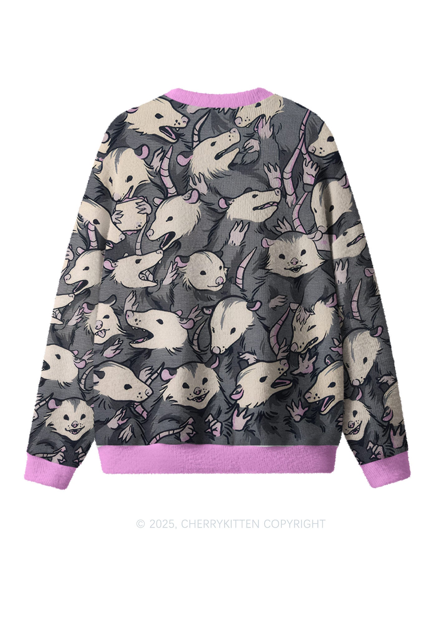 Grey Possum Y2K Christmas Knit Sweatshirt Cherrykitten