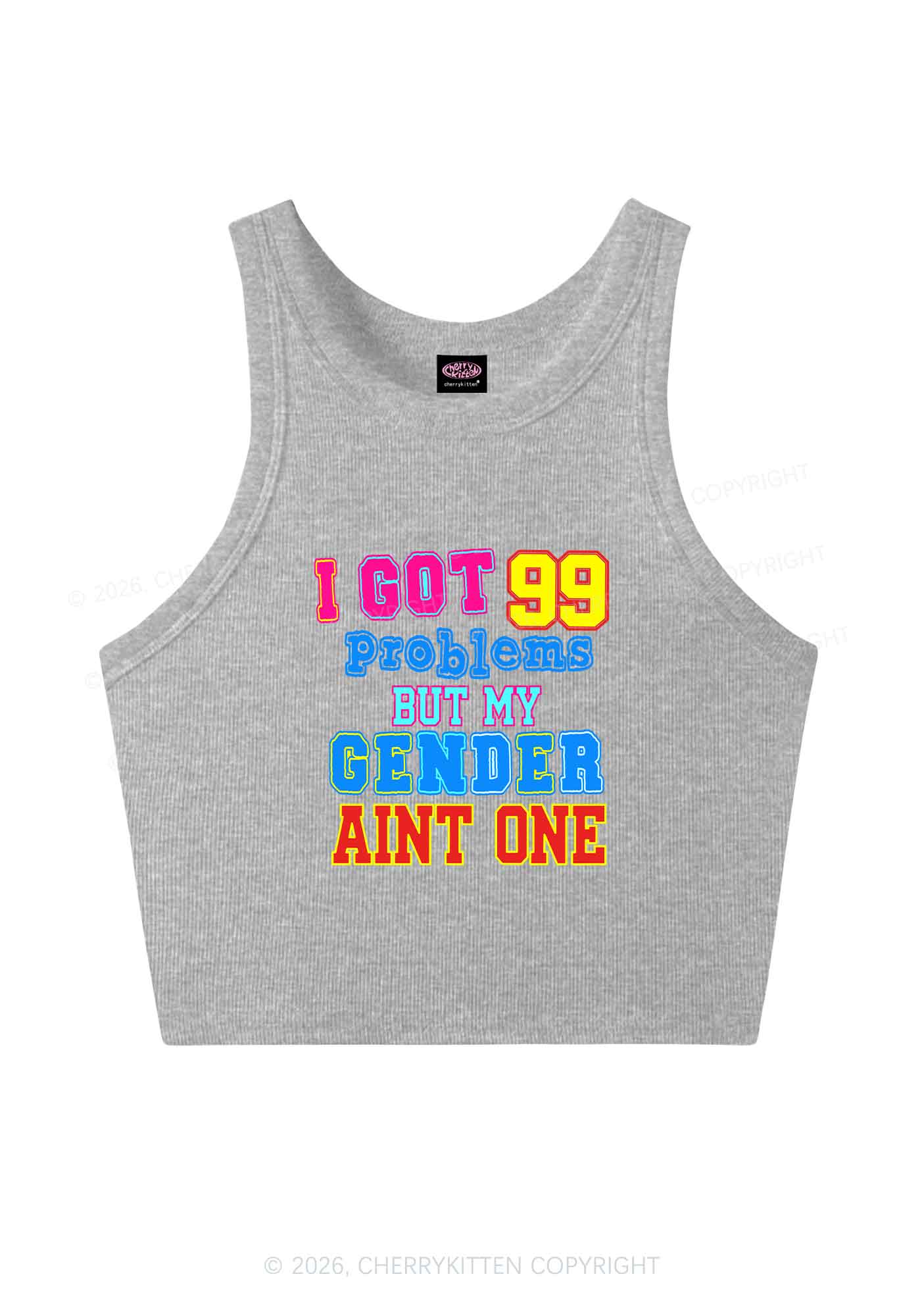 Gender Aint One Pride Y2K Crop Tank Top Cherrykitten