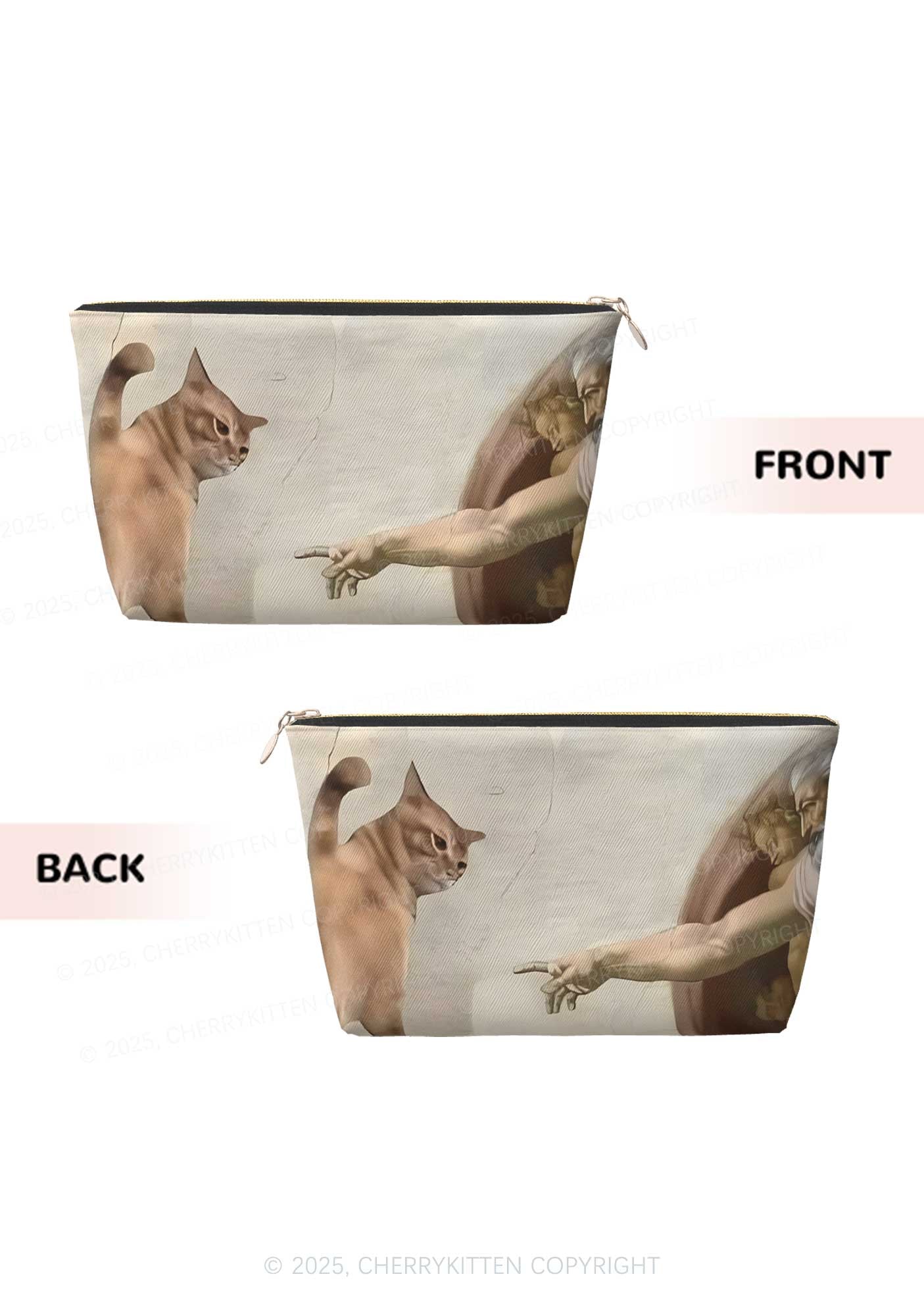 God Give Cat Y2K Leather Makeup Bag Cherrykitten