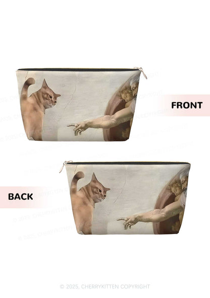 God Give Cat Y2K Leather Makeup Bag Cherrykitten