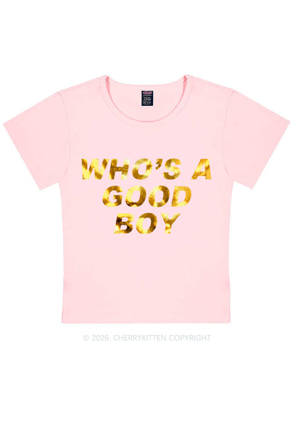 Whos A Good Boy Silver Foil Printed Y2K Baby Tee Cherrykitten