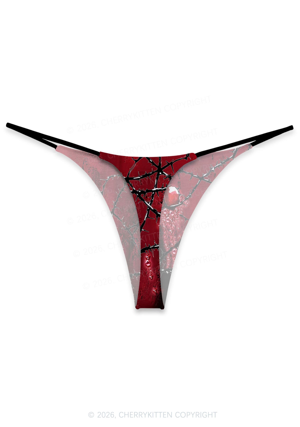 Thorned Ruby Y2K Print Bikini String Thong Cherrykitten