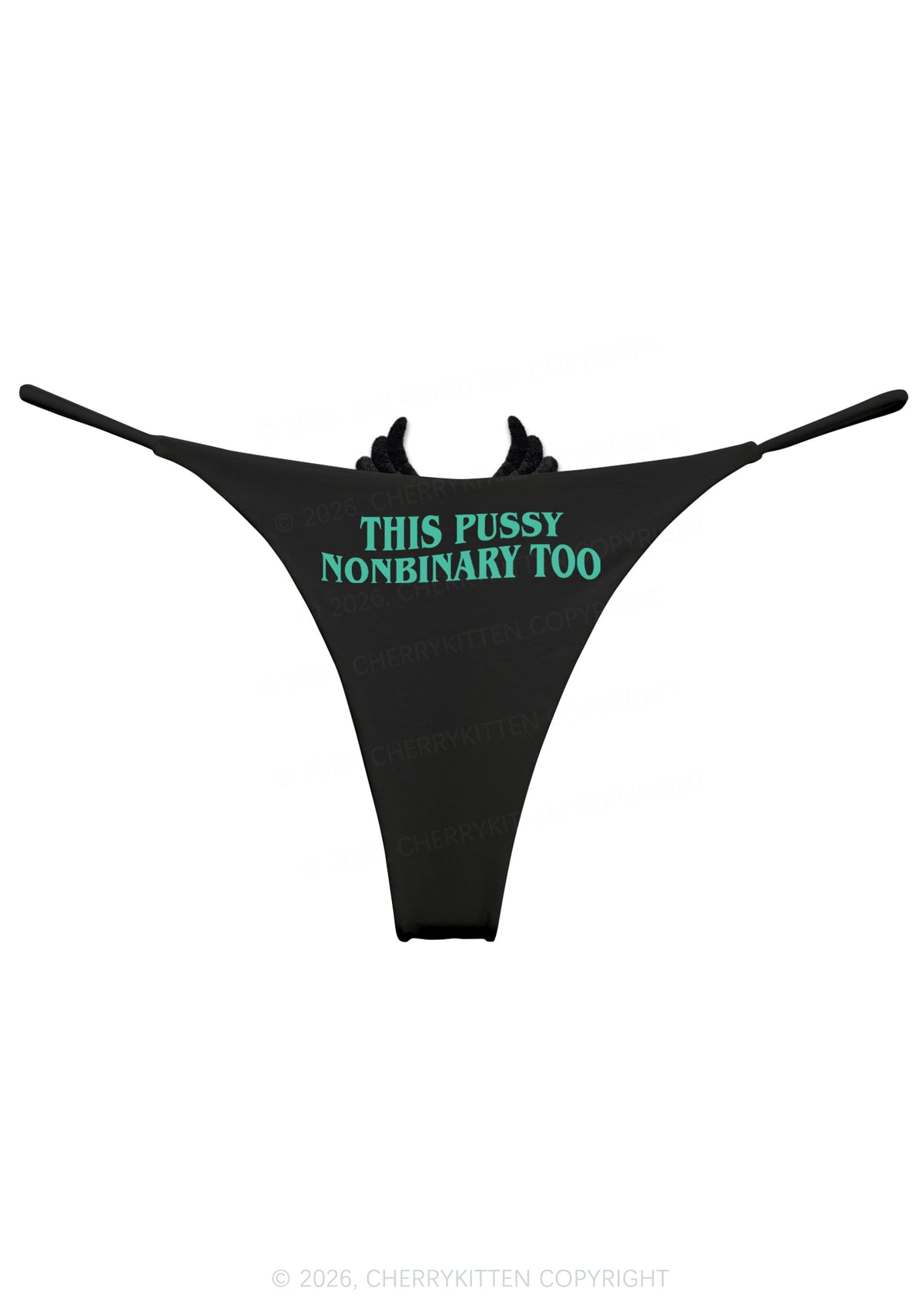This Puxxy Nonbinary Too Y2K Goth Angel Wings Bikini String Thong Cherrykitten