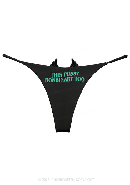 This Puxxy Nonbinary Too Y2K Goth Angel Wings Bikini String Thong Cherrykitten