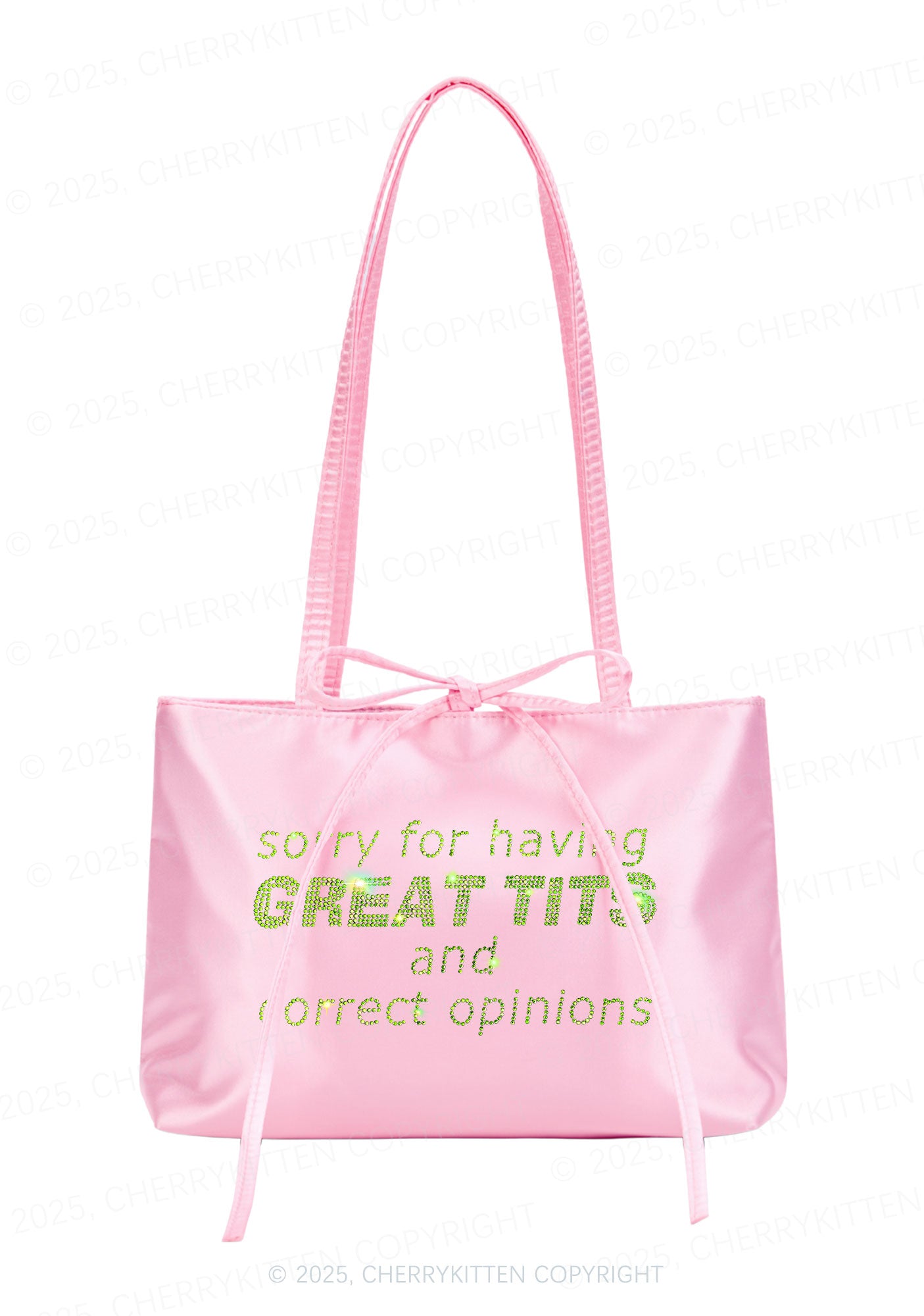 Rhinestone Sorry For Having Correct Opinions Y2K Satin Bags Cherrykitten