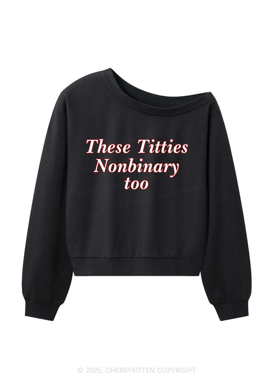 Txtties Nonbinary Too Y2K Off Shoulder Sweatshirts Cherrykitten