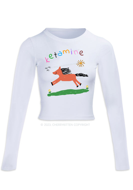 Orange Pony Long Sleeve Crop Top Cherrykitten