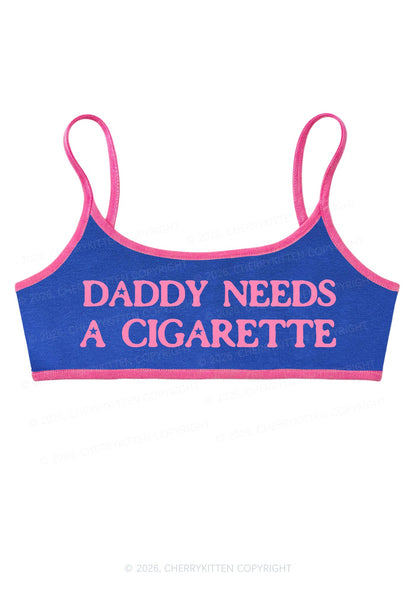 Daddy Needs A Cigarette Y2K Super Crop Cami Cherrykitten
