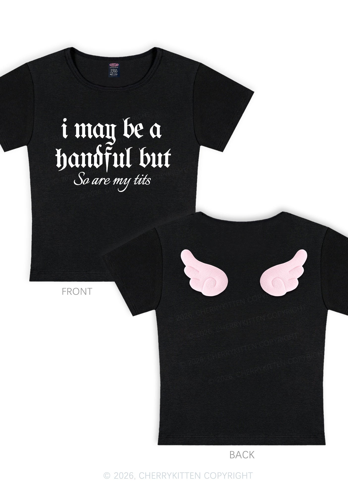 Halloween Handful Txts Y2K Goth Angel Wings Baby Tee Cherrykitten