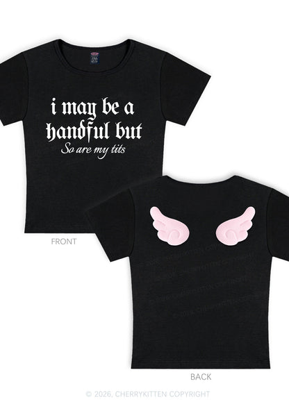 Halloween Handful Txts Y2K Goth Angel Wings Baby Tee Cherrykitten
