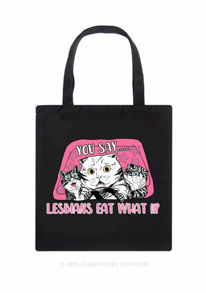 You Say Lesbians Eat What Pride Y2K Canvas Tote Bag Cherrykitten