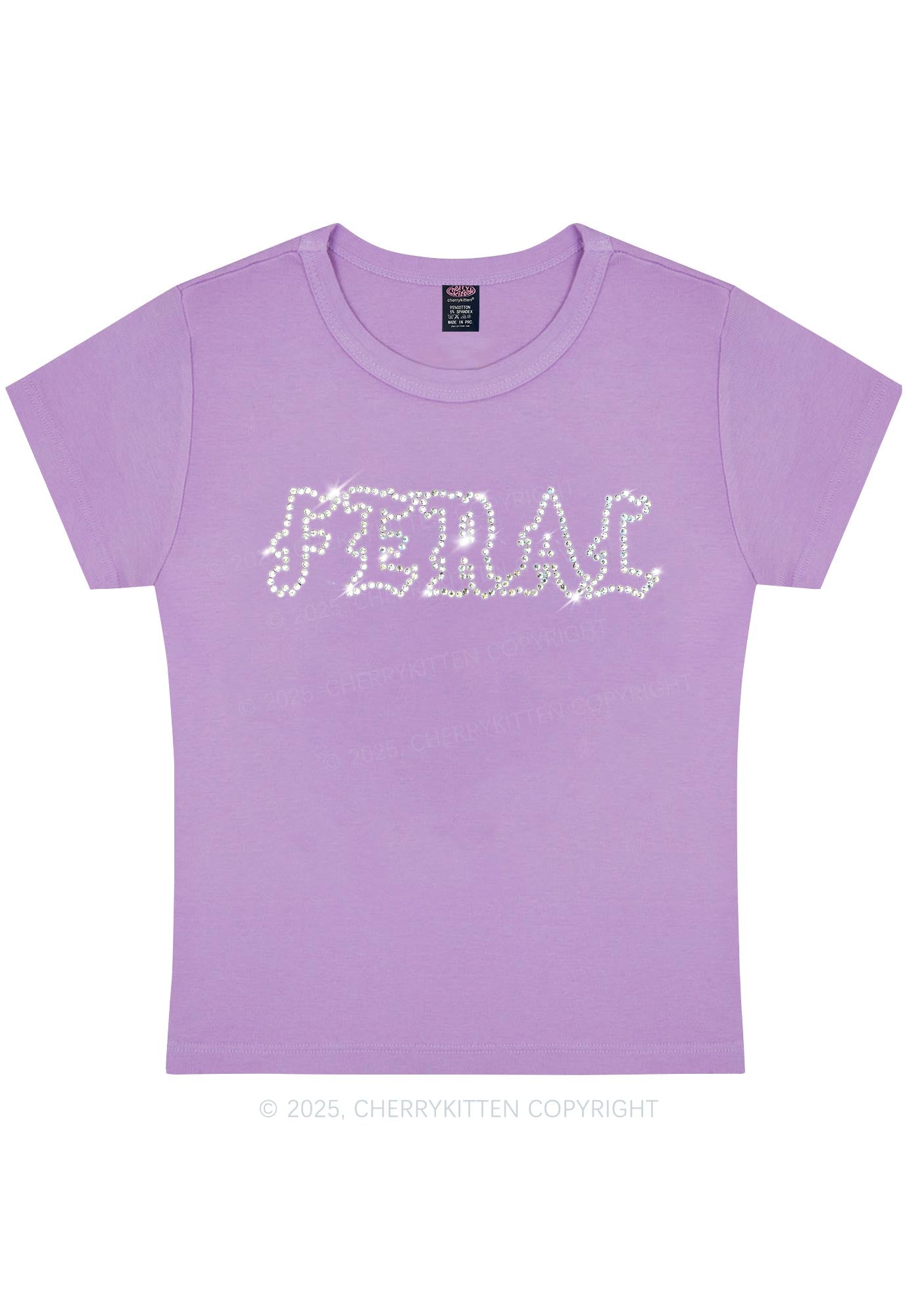 Rhinestone Feral Y2K Baby Tee Cherrykitten