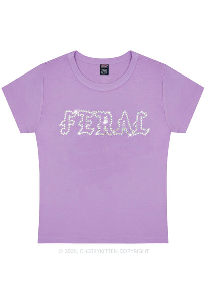 Rhinestone Feral Y2K Baby Tee Cherrykitten